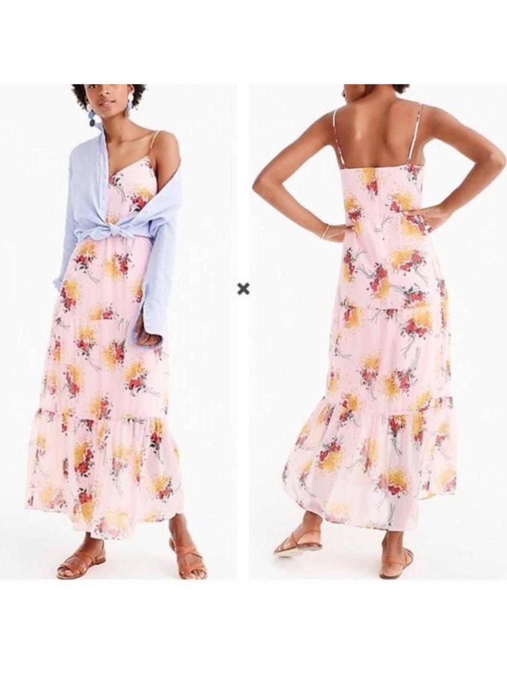 J.Crew Mercantile Pink Sunburst Tiered Bouquet Floral Maxi Dress - Size 2
